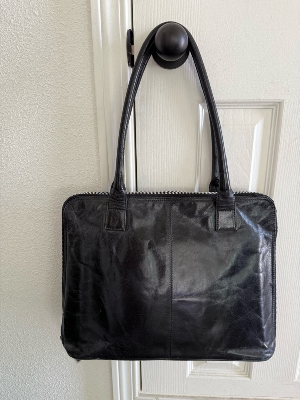 Latico Black Leather Shoulder Bag for Men - Classic Carry